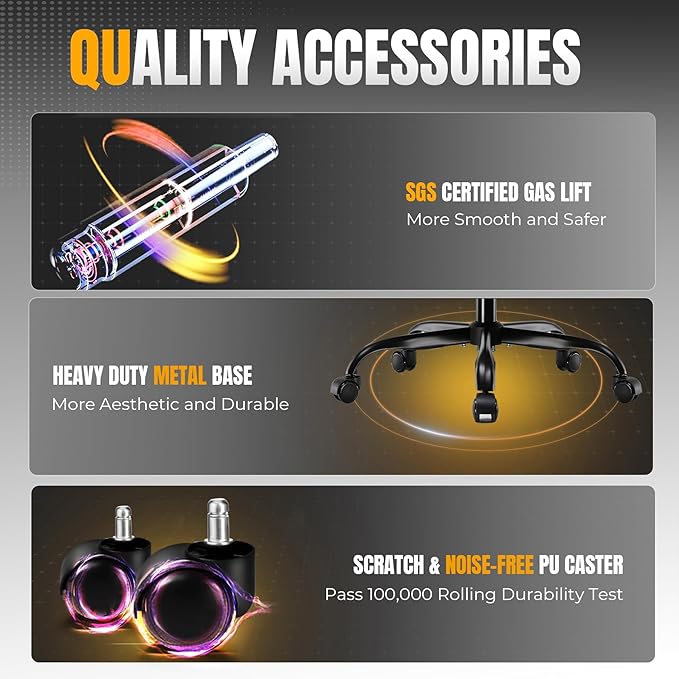 GTRACING Gaming Chair with Foot Rest & Pocket Spring Cushion, Ergonomic High Back Computer Chair with Headrest & 360°-Swivel Seat for Home Office Desk, PU Leather, Purple