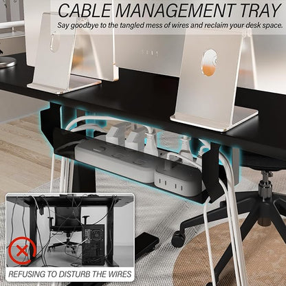 Kingant Standing Desk Height Adjustable Electric Stand Up Desks [48 x 24 Inch] - Ergonomic Sit Stand Desk Rising Desks for Home Office Computer Desk Stand Desk Workstation with Cable Management