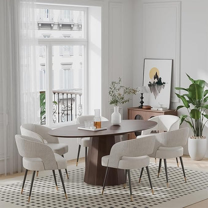 Casaphoria 67" Oval Dining Table, Modern Wood Kitchen Table with Cone Shaped Strip Polygonal Base for Living Room & Dining Room, Easy Assembly Farmhouse Furniture for 4-6, Walnut