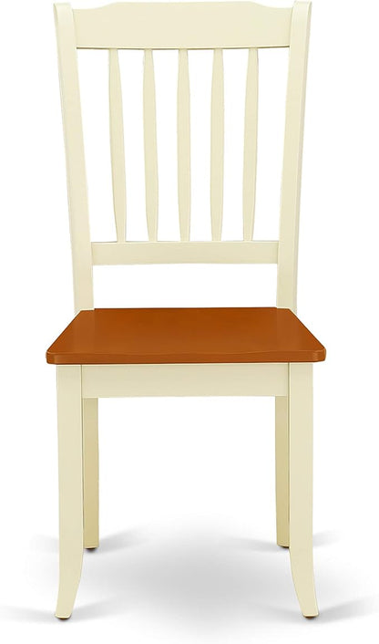 East West Furniture DODA7-BMK-W 7 Piece Dining Table Set Consist of a Rectangle Dinner Table with Butterfly Leaf and 6 Dining Room Chairs, 42x78 Inch, Buttermilk & Cherry
