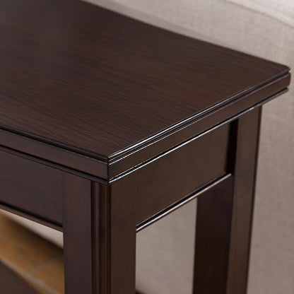 Laurent Solid Wood Recliner Wedge End Side Table with Shelf, Chocolate Cherry Brown, Perfect for Living Rooms, Bedrooms, and Small Spaces – Leick Home, 10502