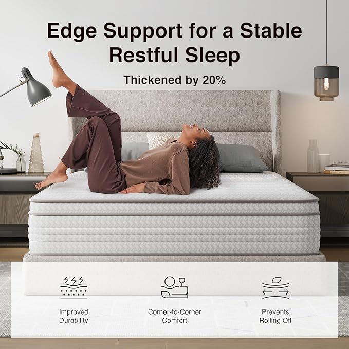 Novilla King Size Mattress, 10 Inch King Mattresses in a Box with Smarts™ Pocket Coil for Pressure Relief, Medium Firm Foam and Spring Hybrid Colchones with CertiPUR-US Certified