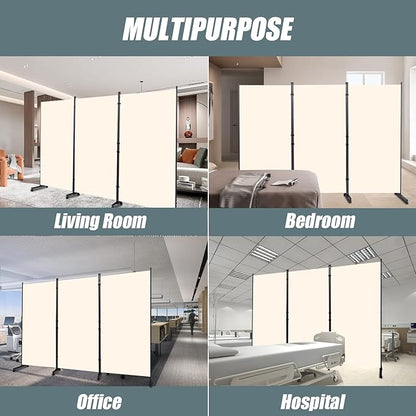 Room Divider Folding Privacy Screens with Wheels, 6FT Tall Divider for Room Separation, 3 Panel Movable Room Partitons and Dividers, Indoor Room Dividers Panel with Non-See Through Fabric for Office