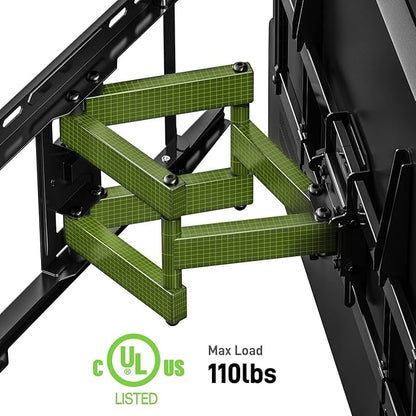 USX MOUNT UL Listed TV Wall Mount for 42"-85" TVS, Fits 16" 18" or 24" Studs, Full Motion Wall Mount Swivel Tilt Extension TV Bracket with Dual Articulating Arms, Max VESA 600x400mm, Load 110lbs