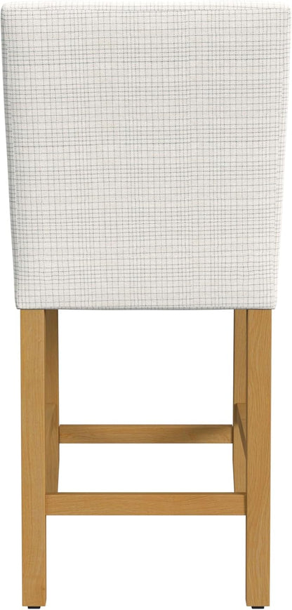 HomePop Home Decor | Classic Counter Height Bar Stools | 24 Inch Bar Stools | Decorative Home Furniture, Cream Grid Pattern