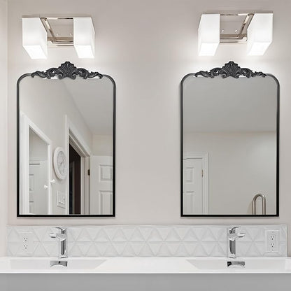 Ruomeng Traditional Wall Mirror, Black Bathroom Mirror Baroque Inspired Wall Décor, Accent Mirror for Vanity Entryway and Living Room, 19” x 30.5”