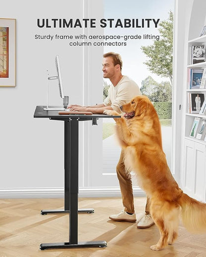 ErGear Height Adjustable Electric Standing Desk, 63 x 27.5 Inches Sit Stand up Desk, Large Memory Computer Home Office Desk with Two-Piece Desktop (Black)