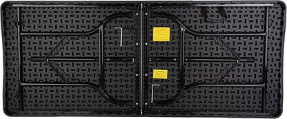 Everyday Home Folding Table - Lightweight Portable Folding Desk - 6-Foot-Long Plastic Table for Camping, Playing Cards, Parties, and Dining (Black)