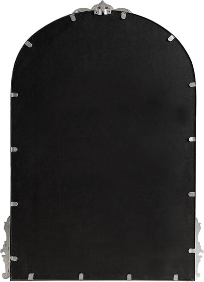 Kate and Laurel Myrcelle Traditional Arched Mirror; 25 x 33; Silver; Decorative Large Arch Mirror with Ornate Garland Detailing Along The Crown and Edges of The Frame