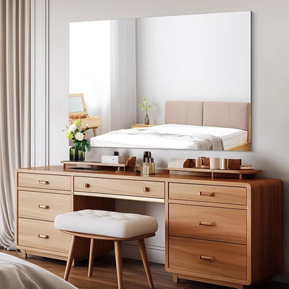 Frameless Rectangle Mirror, 36x48 Inch Large Bathroom Mirrors for Wall Over Sink, Upgraded Shatterproof Vanity Mirror with Polished Edge for Bathroom,Bedroom,Living Room and Entryway