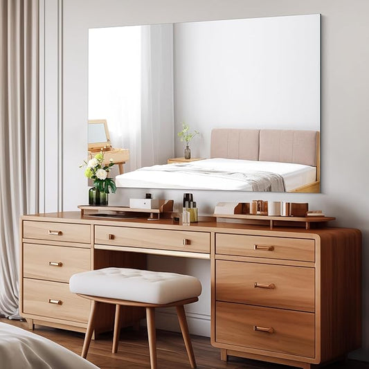 Frameless Rectangle Mirror, 36x48 Inch Large Bathroom Mirrors for Wall Over Sink, Upgraded Shatterproof Vanity Mirror with Polished Edge for Bathroom,Bedroom,Living Room and Entryway