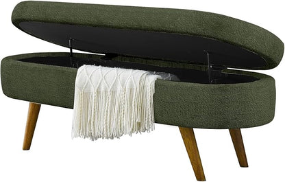 NicBex Ottoman Bench with Storage for Bedroom, 43.5" Upholstered End of Bed Bench with Rubber Wood Legs, Linen Storage Bench for Living Room or Entryway,