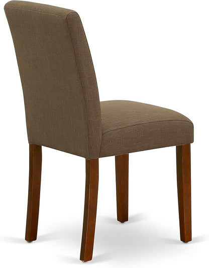 East West Furniture CAAB7-MAH-18 7 Piece Modern Dining Table Set Consist of a Rectangle Wooden Table and 6 Coffee Linen Fabric Upholstered Chairs, 36x60 Inch, Mahogany