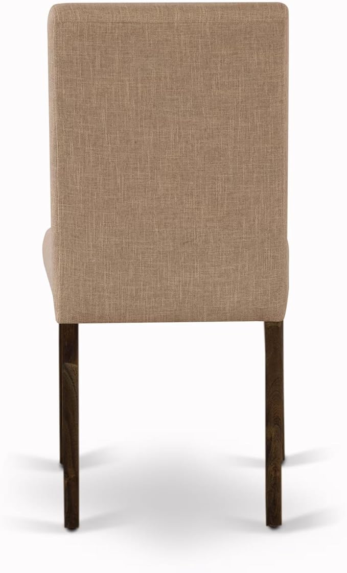East West Furniture V777AB747-7 7 Piece Dinette Set Consist of a Rectangle Dining Table with V-Legs and 6 Light Sable Linen Fabric Parson Dining Room Chairs, 40x72 Inch, Multi-Color