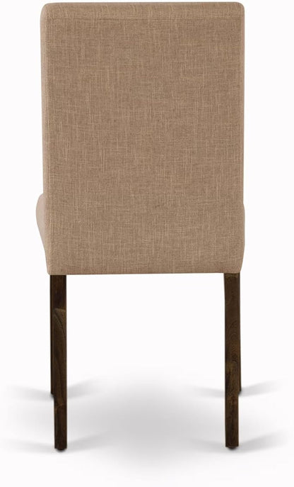 East West Furniture V777AB747-9 9 Piece Dining Room Table Set Includes a Rectangle Kitchen Table with V-Legs and 8 Light Sable Linen Fabric Parsons Dining Chairs, 40x72 Inch, Multi-Color