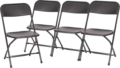 Flash Furniture Hercules Series Big & Tall Stackable Plastic Folding Chairs, Extra Wide Commercial Event Seats, Set of 4, Black