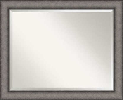 Amanti Art Grey Wall Mirror 27x33 Burnished Concrete Rectangle Bathroom Mirror for Wall Decor Living Room, Large Modern Contemporary Wood Frame, Hangs Horizonally and Vertically, Bathroom Decor