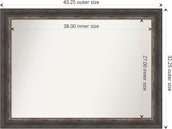 Amanti Art Bronze Bathroom Mirror for Over Sink, 35x46 Ballroom Bronze Rectangle Vanity Mirror, X-Large Traditional Frame, Hangs Horizonally and Vertically, Bathroom Wall Decor, Non-Beveled Edge