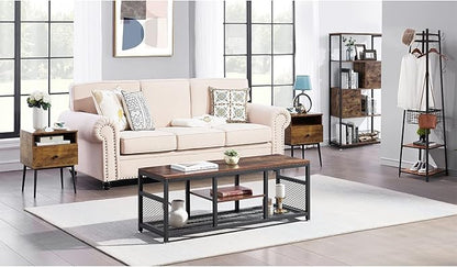 VECELO Modern Nightstands Set of 2,Square End Side Table with Drawer and Storage Space for Bedroom and Living Room