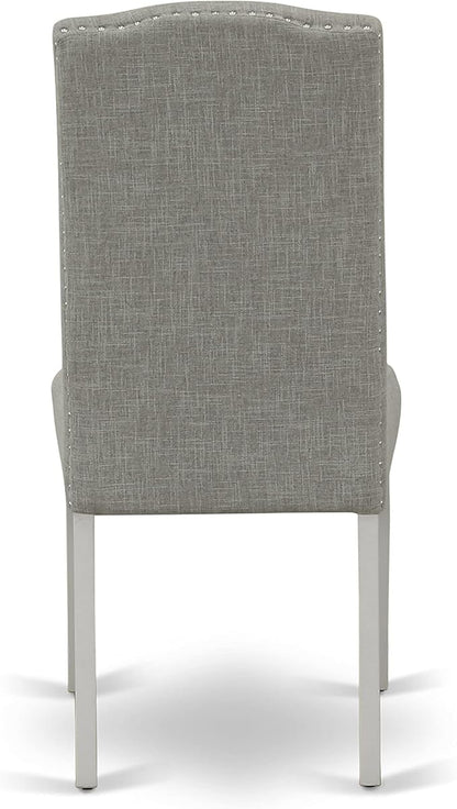East West Furniture X027EN206-9 9 Piece Dining Table Set Includes a Rectangle Dining Room Table with X-Legs and 8 Dark Shitake Linen Fabric Upholstered Chairs, 40x72 Inch, Multi-Color
