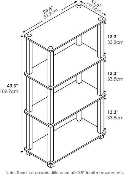 Furinno Turn-S-Tube 4-Tier Compact Multipurpose Shelf Display Rack with Square Tube, Amber Pine/Black