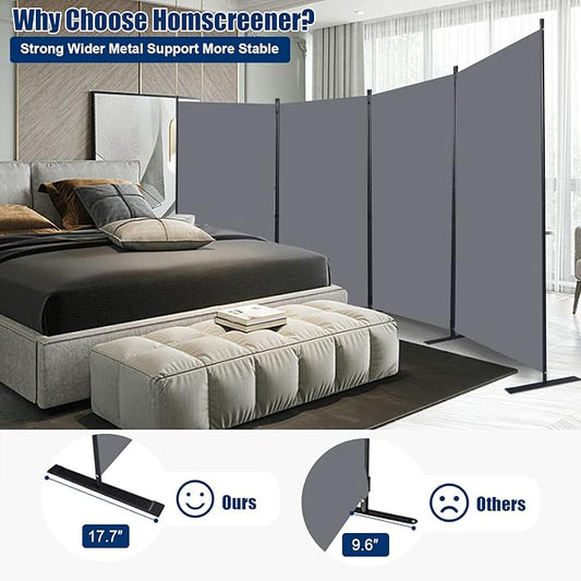 Room Divider 6FT Portable Room Dividers and Folding Privacy Screens, 136'' W Fabric Divider for Room Separation, 4 Panel Partition Room Dividers Freestanding Wall Divider Screen for Dorm Studio Office