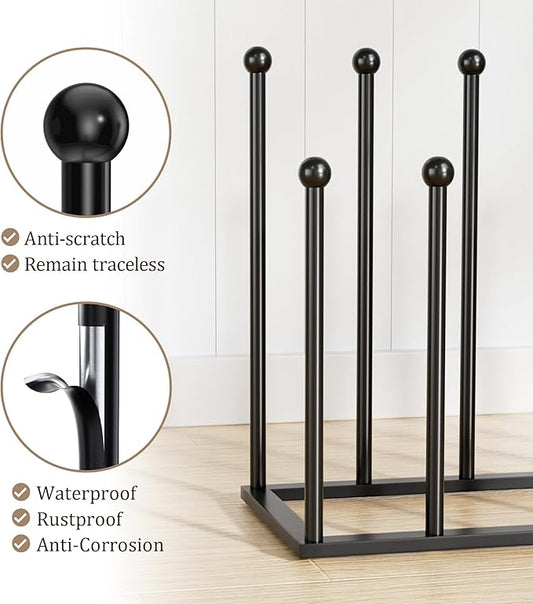 pickpiff Free Standing Shoe Racks - Black Metal Boot Rack Organizer Tall Boots for Dorm Room, Closet, Entryway, Bedroom, Patio Outdoor, Hallway, Black, Shoe Storage Fit for 8 Pairs