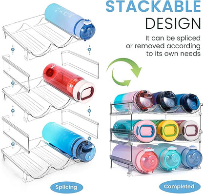 Water Bottle Organizer for Cabinet, 3 Pack Water Bottle Organization and Storage Shelf, Plastic Water Bottle Holder Rack for Fridge, Kitchen, Desktop