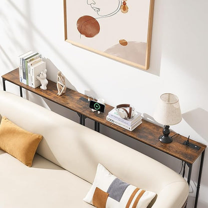 Console Table, Narrow Entryway Table, Thin Sofa Table, Behind Couch Table,for Hallway, Bedroom, Living Room, Foyer, 9.4 x 39.4 x 31.5 Inches, Rustic Brown