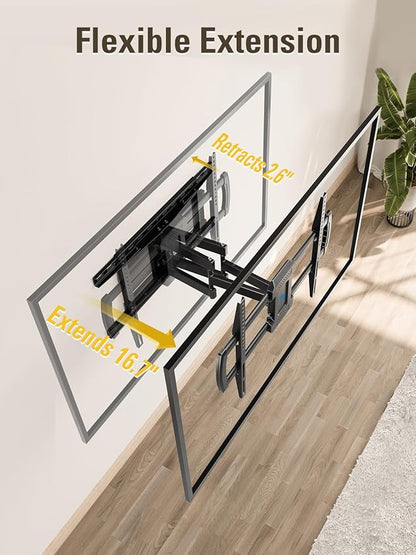 Mounting Dream TV Wall Mounts Bracket for Most 42-84 Inch TVs, UL Listed Premium TV Mount Full Motion with Articulating Arms, Max VESA 600x400mm and 100LBS, Fits 16", 18", 24" Studs, MD2296-24K