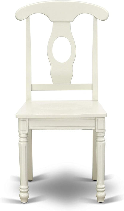 East West Furniture VAKE7-LWH-W 7 Piece Dining Set Consist of an Oval Dining Table with Butterfly Leaf and 6 Kitchen Chairs, 40x76 Inch, Linen White