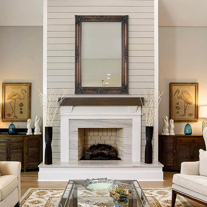 Antique Decorative Mirror, 37.4''x25.6''Vintage Mirror with Ornate Bronze Wood Frame, Decorative Wall Mirrors for Entryway, Living Room, Bathroom