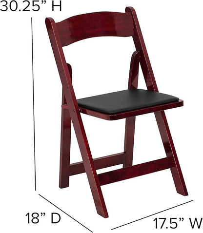 Flash Furniture 4 Pack HERCULES Series Mahogany Wood Folding Chair with Vinyl Padded Seat