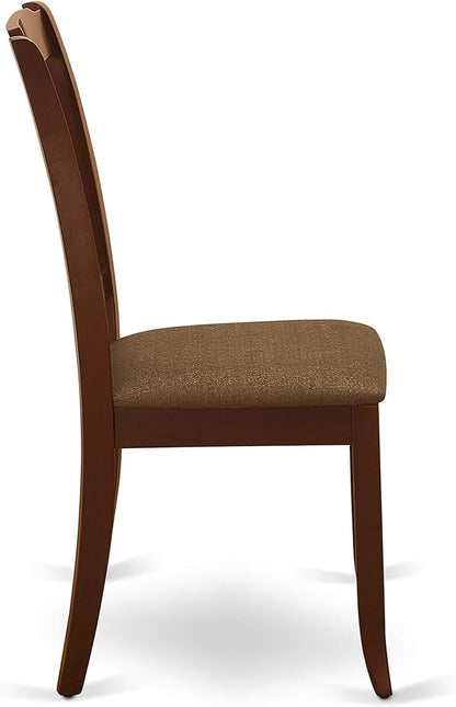 East West Furniture MZDA5-MAH-C 5 Piece Kitchen Table Set for 4 Includes a Rectangle Dining Table with Dropleaf and 4 Linen Fabric Dining Room Chairs, 36x54 Inch, Mahogany