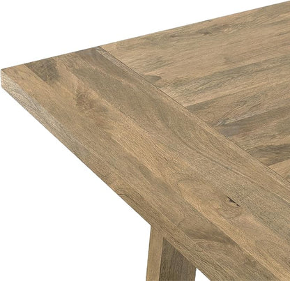 SIMPLIHOME Whitley Dining Table - 72 inch Wide Solid Mango Rectangular Kitchen Table with Trestle Base in Grey Wash, Modern Farmhouse Style for Dining Room or Family Room, Seats 6