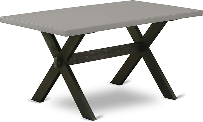 East West Furniture X697EL635-9 9 Piece Dining Set Includes a Rectangle Dining Room Table with X-Legs and 8 Doeskin Linen Fabric Upholstered Parson Chairs, 40x72 Inch, Multi-Color