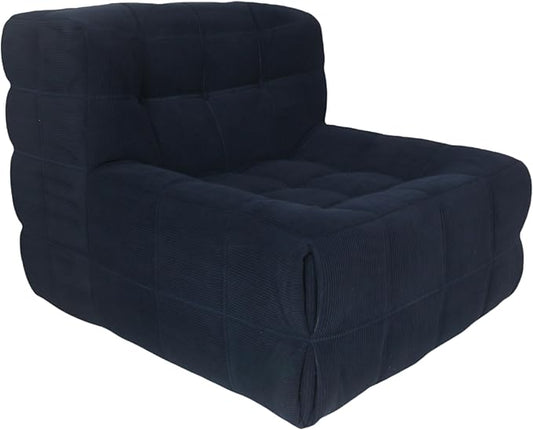 Bean Bag Chair - Memory Foam Bean Bag Chair for Adults, Comfy High-Resilience Single Sofa, Small Space Floor Chair, Chaise Lounge for Living Room, Bedroom (Dark Blue, Square)