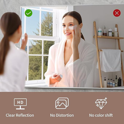 YIROMAN Bathroom Mirror 60"x30", Large Brushed Silver Bathroom Mirror for Over Sink with Aluminum Frame, Rectangular Vanity Mirror with Right Angle, Wall Mirror Hangs Horizontal or Vertical