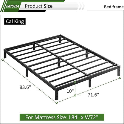 EMODA 10 Inch California King Bed Frames Heavy Duty Metal Cal King Platform with Steel Slats Support, No Box Spring Needed, Noise Free, Black