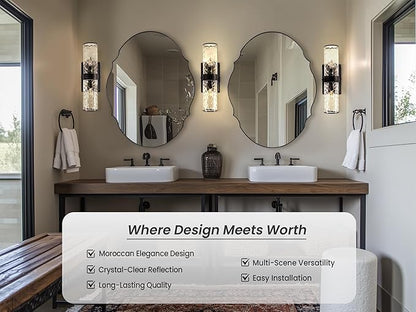 ANDY STAR Scalloped Oval Mirror for Bathroom, 24x36 Inch Matte Black Wall Vanity Mirror for Living Room,Fireplace, Rustproof Stainless Steel Metal Frame, Hang Vertical or Horizontal