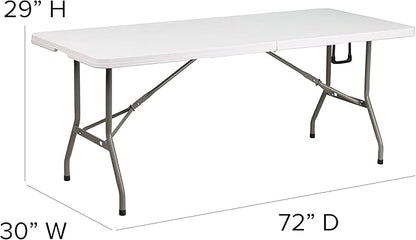 Flash Furniture Elon 6' Rectangular Plastic Folding Event Table with Carrying Handle, Bi-Fold Banquet Table for Indoor/Outdoor Events, White