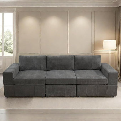 Sectional Couches for Living Room, 103″3 Seater Cloud Couch, Modern Comfy Sectional Sofa with Deep Seats for Bedroom, Office, Small Space, Brown