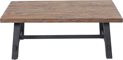 Alaterre Furniture Adam 48-Inch Solid Wood Coffee Table - Easy Assembly Rustic Industrial Design Accent Table with Natural Wood Grain for Living Room