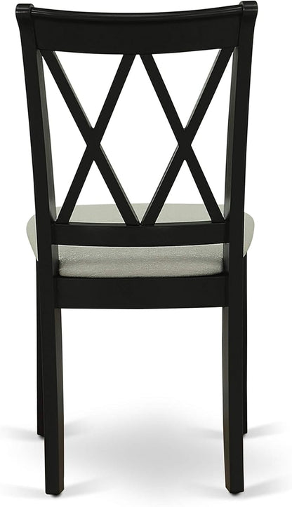 East West Furniture LGCL5-BLK-C 5 Piece Dining Table Set for 4 Includes a Rectangle Kitchen Table with Butterfly Leaf and 4 Linen Fabric Dining Room Chairs, 42x84 Inch, Black