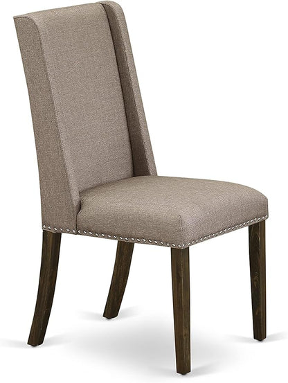 East West Furniture X797FL716-5 5 Piece Dining Table Set for 4 Includes a Rectangle Kitchen Table with X-Legs and 4 Dark Khaki Linen Fabric Parson Dining Chairs, 40x72 Inch, Multi-Color