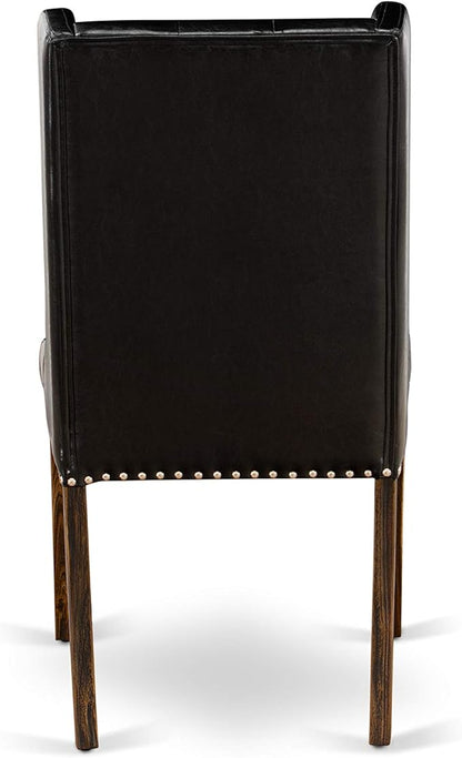East West Furniture X777FO749-9 9 Piece Dining Table Set Includes a Rectangle Dining Room Table with X-Legs and 8 Black Faux Leather Parsons Chairs, 40x72 Inch, Multi-Color