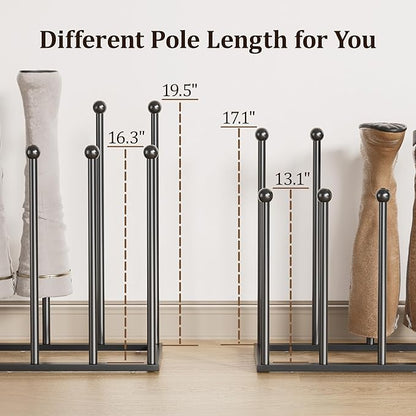pickpiff Free Standing Shoe Racks - 19.5 Inches Boot Rack Organizer Tall Boots for 8 Pairs, Black Metal Boot Rack Organizer Tall Boots for Dorm Room, Closet, Entryway, Bedroom, Patio Outdoor, Hallway