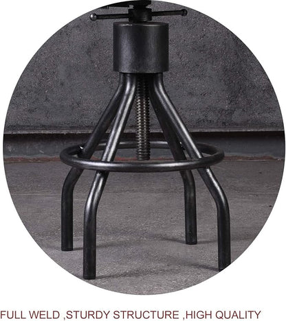 Diwhy Industrial Vintage Bar Stool, Kitchen Counter Height Adjustable Pipe Chair, Cast Iron Stool, Swivel Bar Stool with Backrest, Silver, Fully Welded Set of 2 Brown Upholstered