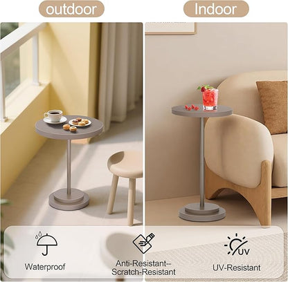 Drink Table, Small Pedestal Side Tables for Small Spaces, Wood Round Martini Table for Outdoor, Living Room and Bedroom, Brown