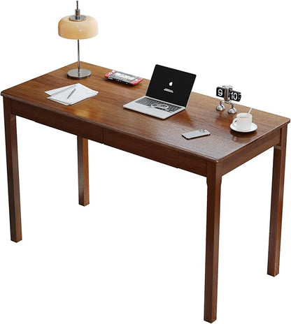Solid Wood Desk with Drawers - 47 x 22 Inch Vintage Desks, Mid Century Modern Desks, Rubber Wood Study Table, Writing Desk with Drawers for Bedroom|Any Spaces - Walnut Color